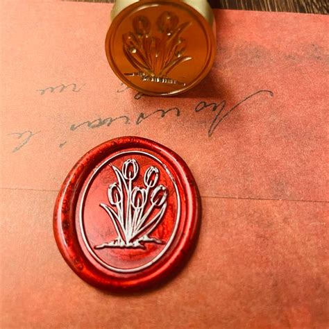 Tulip Wax Stamp Wax Seal Stamp Retro Stamps With Handle Wax Etsy