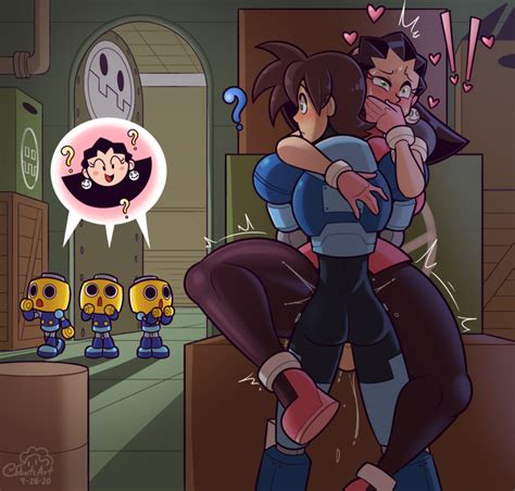 Rule 34 1boy 1boy1girl 1girls Blush Cobatsart Covering Own Mouth Female Male Mega Man Mega Man