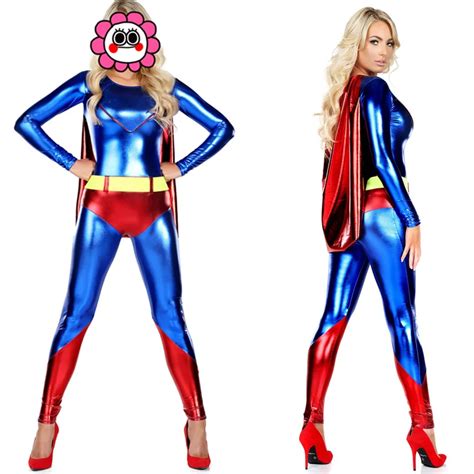 2016 Adult Womens Halloween Red Superman Sexy Cosplay Costumes Leather