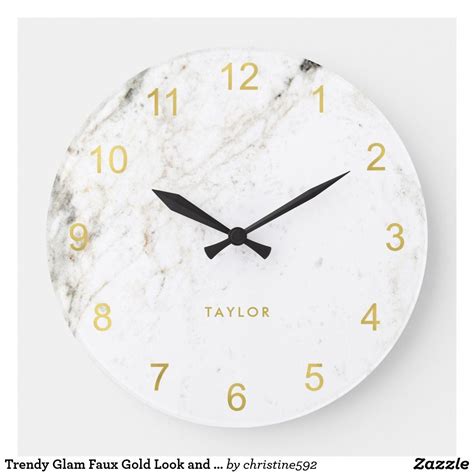 White Clocks Round Wall Clocks Marble Room Decor Aesthetic Bedroom