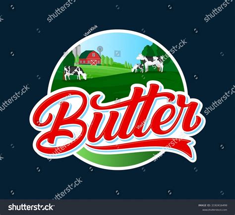 Vector Butter Logo Cows Farm Butter Stock Vector Royalty Free