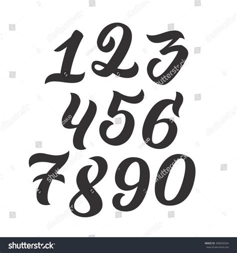 Vector Set Handwritten Numbers Handmade Calligraphy Stock Vector