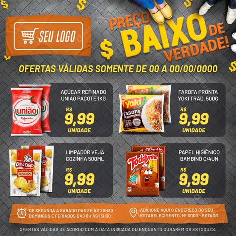 Encarte Supermercado Preço Baixo De Verdade Social Media Psd Editável