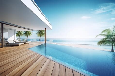 Premium Photo Luxury Beach House With Sea View Swimming Pool