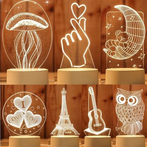 USB Creative Light 3D Acrylic Night LED Table Lamp Shopee Singapore