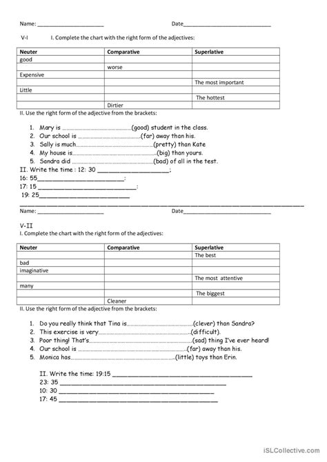 Comparison And Time English Esl Worksheets Pdf And Doc