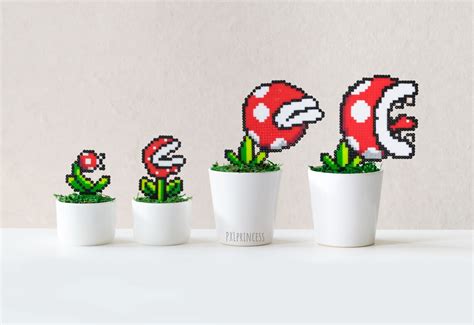 Pixel Pflanze Im Topf Topf Pflanze Perler Super Mario Gamer Etsy