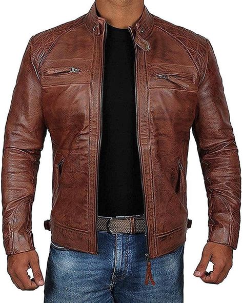 M Nner Lederjacke Echte Braun Biker Lederjacke F R Herren Etsy