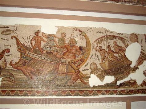 WildFocus Images | Roman Mosaic depicting a fishing scene, Bardo Museum, Tunisia, Landscape