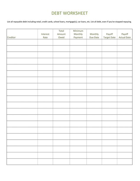 Debt Snowball Printable Form - Printable Forms Free Online