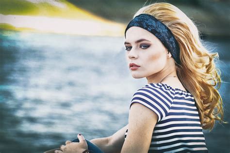 Wallpaper Blonde Face Headband Smoky Eyes Blue Eyes Portrait