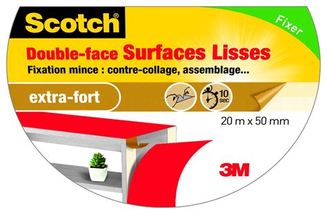 SCOTCH Rouleau adhésif double face surfaces lisses SCOTCH L 20 M x