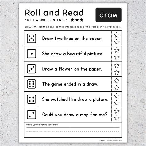 Fry Sight Words Bundle 1 1000 Roll And Read Sight Word Worksheets [set 3] Made By Teachers