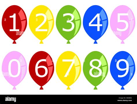 Conjunto de globos de cumpleaños numeradas Fotografía de stock - Alamy