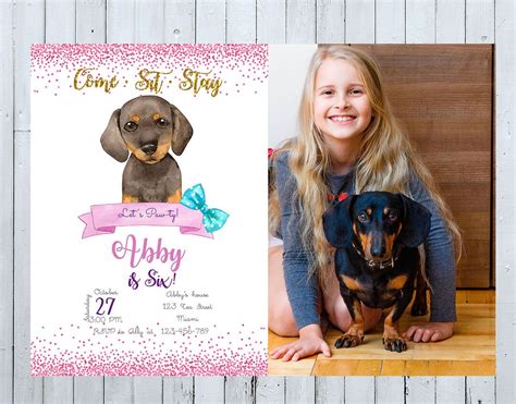 Dachshund Birthday Invitation With Photo Dachshund Invitation With