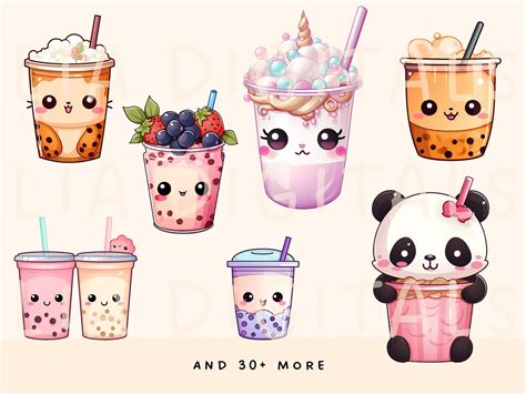 Boba Tea Kawaii Clipart Bubble Tea Clipart Kawaii Drink PNG Cute Food Clipart Kawaii Food Art ...