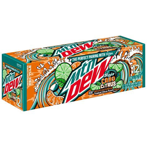 mountain dew baja blast soda cabo citrus  fl oz  pack cans