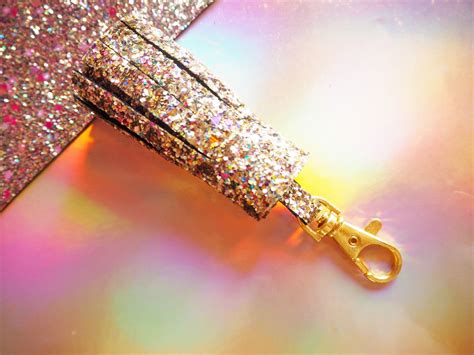 Rainbow Gold Glitter Tassel Keychain Rainbow Gold Tassel Keyring Sparkly Gold Tassel Bag Charm