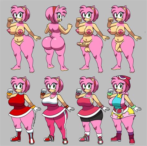 Rule 34 1futa 1girls Amitie Cosplay Amy Rose Anthro Areolae Ass Balls