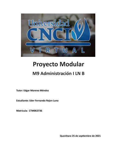 Proyecto Modular Administracion Tutor Edgar Moreno Méndez Estudiante