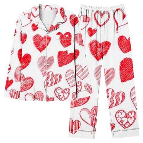 yievot Womens Button Down Pajamas Sets Valentines Day Gift Pajamas Long