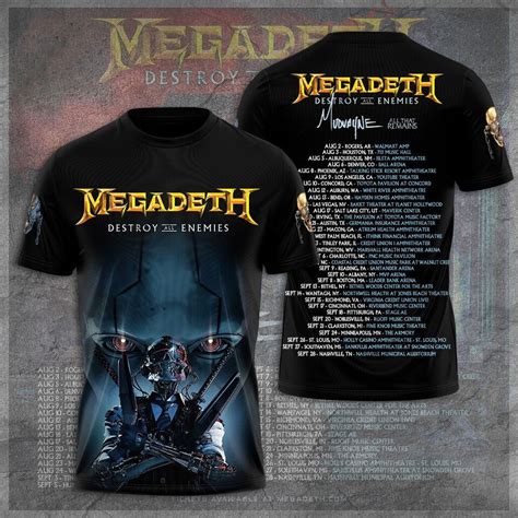 Megadeth Rock Band 2024 Announces Destroy All Enemies Tour US T Shirt