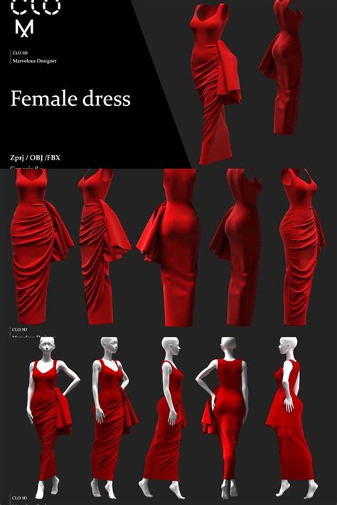 ArtStation Female Dress Marvelous Designer Clo3D Project File OBJ