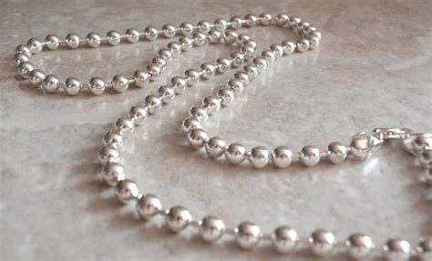 Sterling Silver Bead Necklace Mm Ball Chain Inch Italy Etsy