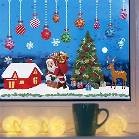 Weyon Weihnachts Fensterbilder Selbstklebend Fenstersticker