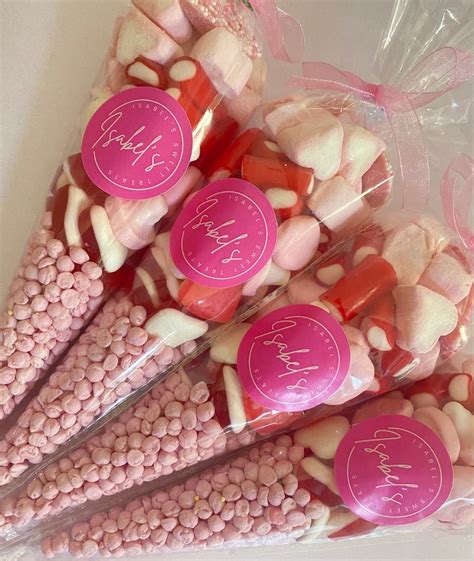 Large Pink And Red Party Sweet Cones Etsy Uk Sweet Cones Pink Birthday Party Sweet Sixteen