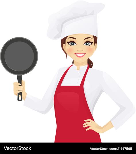 Chef Woman With Pan Royalty Free Vector Image Vectorstock