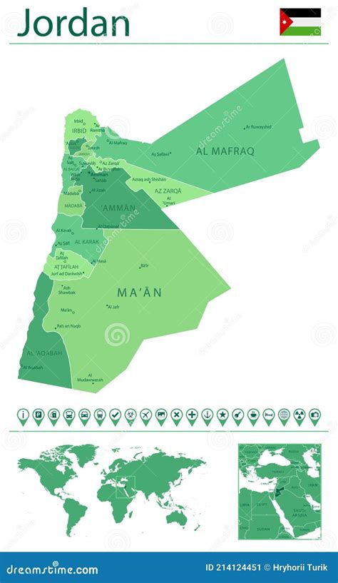 Jordan Map Detailed Vector Illustration Stock Photography