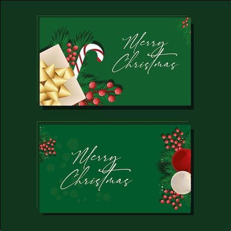 Premium Vector Merry Christmas Green Cards