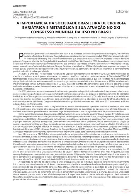 Pdf The Importance Of Brazilian Society Of Metabolic And Bariatric