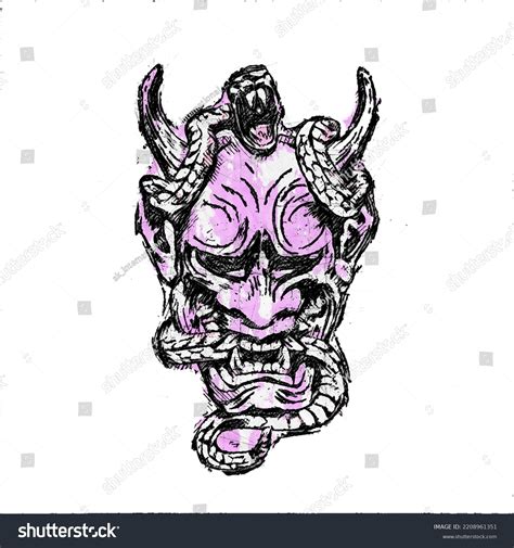 Oni Mask Sketch Artwork Vector Hd Stock Illustration 2208961351 ...