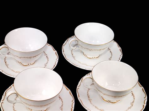 Set Of Royal Doulton H4957 Richelieu Bone China Cup And Saucer Sets