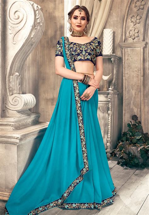 Satin Saree Chiffon Saree Georgette Sarees Chiffon Fabric Navy Blue