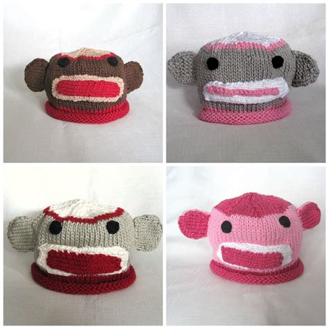 Knit Sock Monkey Cotton Baby Hat Great Photo Prop Etsy