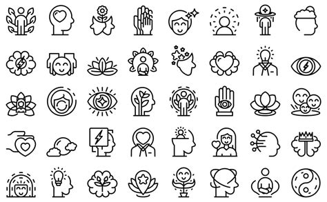 Mindfulness Icons Set Outline Vector Mind Stress 8658573 Vector Art At Vecteezy