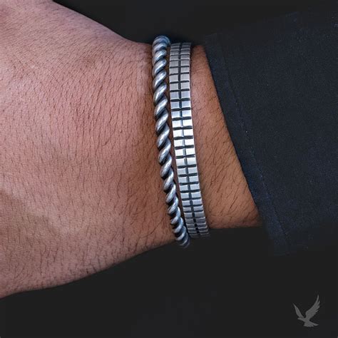 BRACELETE DE PRATA Acessórios masculinos Joias masculinas Pulseiras