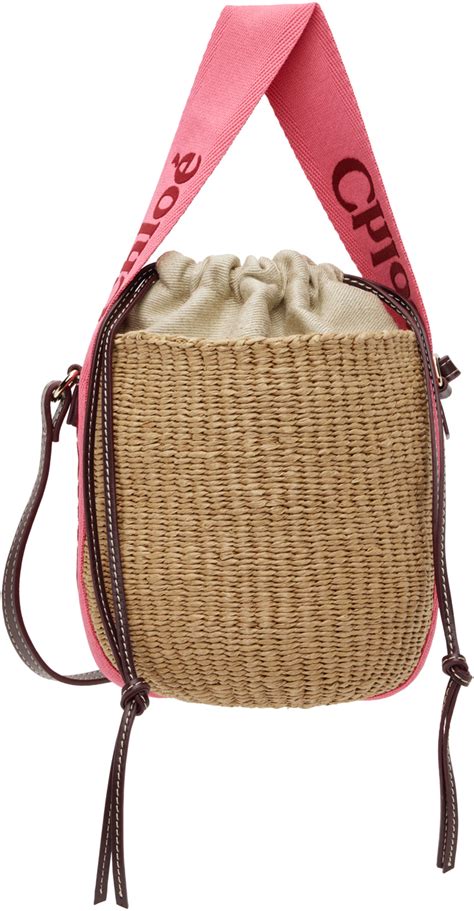 Beige Pink Small Woody Basket Bag by Chloé on Sale