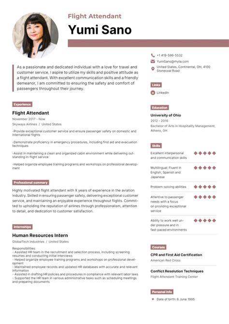 7 Flight Attendant Resume Examples And Writing Tips In 2025