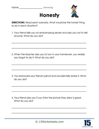 Honesty Worksheets 15