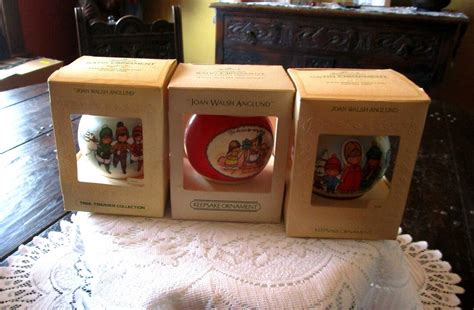 3 Hallmark Joan Walsh Anglund Satin Ornaments Hallmark Ornaments