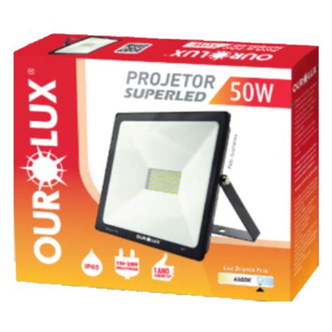 Refletor Superled Slim W Biv Preto K Ourolux