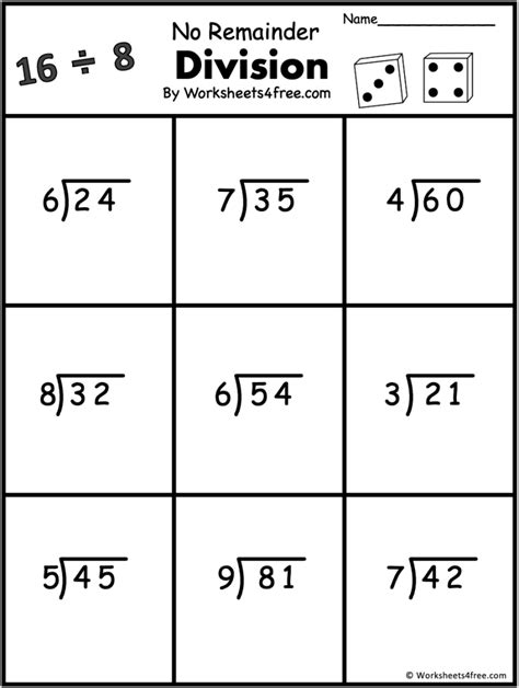 Free 2 Digit Division Worksheet No Remainder Worksheets4free