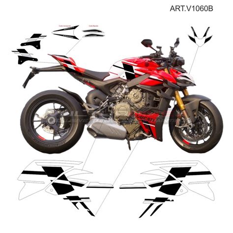 Kit Autocollant Complet Design S CORSE Noir Ducati Streetfighter V4