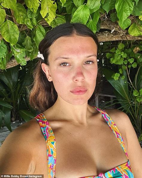 Millie Bobby Brown Shows Off Her Incredible Figure In A Tiny Patterned Bikini As She Soaks Up