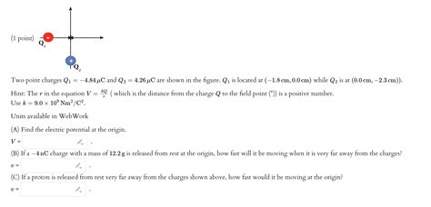 Solved Two Point Charges Q1−484μc And Q2426μc Are Shown