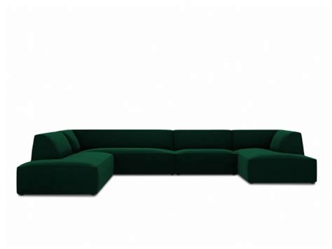 Sofa Panoramiczna Ruby Butelkowa Ziele Aksamit Design Town